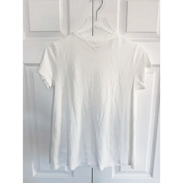 Quince Cotton Modal Crew Neck Short Sleeve Swing Tee in White - Image 2