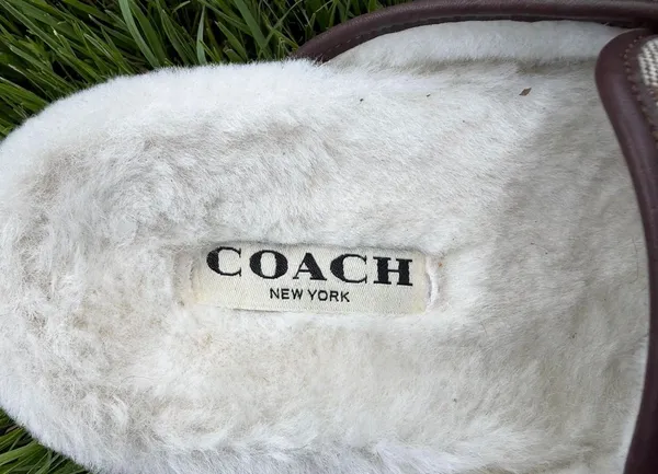 Coach Brown Fur Lined Slippers 6 - Image 2