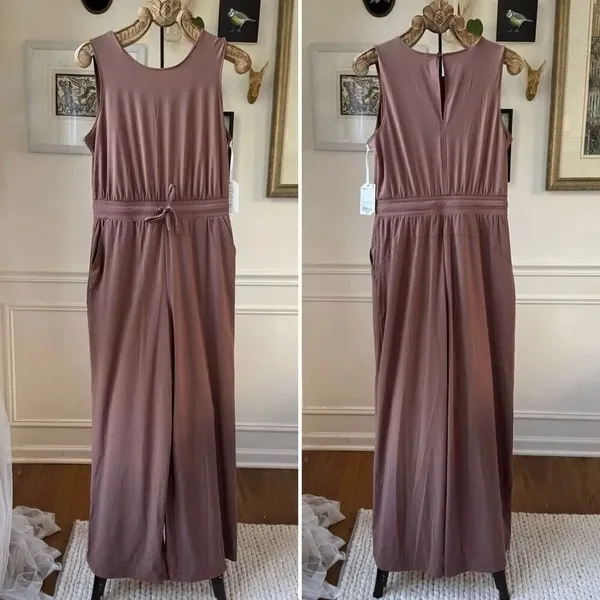 NWT Stylus Mocha Jumpsuit Wide Leg Pockets $74 M - Image 2