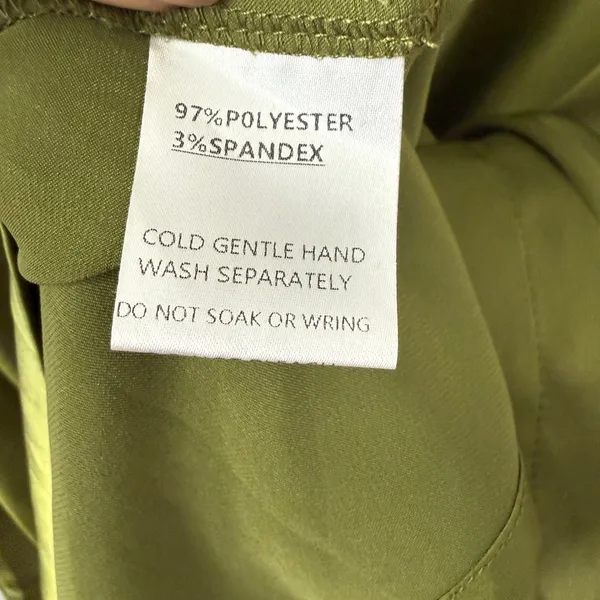 Petal and Pup sz‎ XS Olive Green Satin Button Blouse Shirt Preppy Minimalist - Image 5
