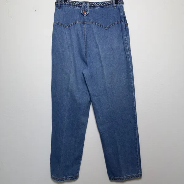 VTG‎ 90s Revolt Women Jeans Blue Bareback Braided Waist Wide Leg Carpenter Retro - Image 10