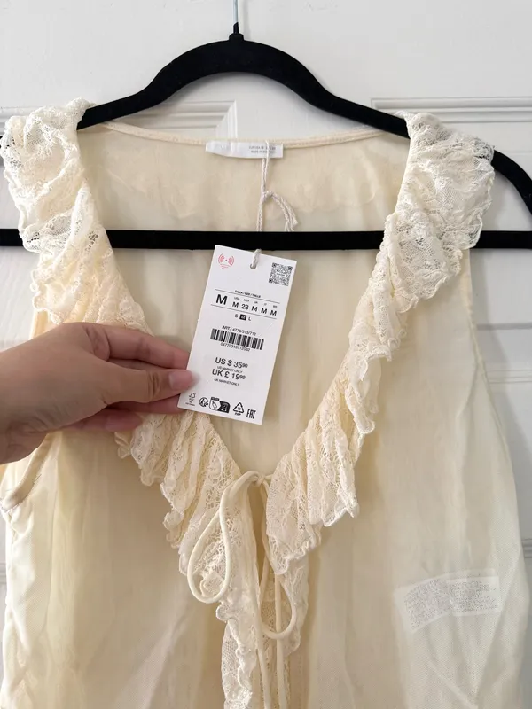 BNWT Zara Cream Ruffled Lace Top   - Image 10