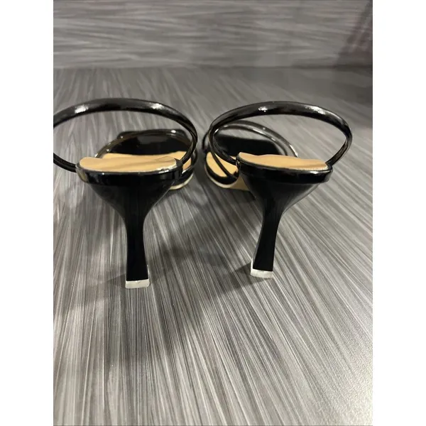Womens 8.5 M Galvin Heeled Sandal Straps Black Block‎ Heel Square Toe S-149 - Image 3