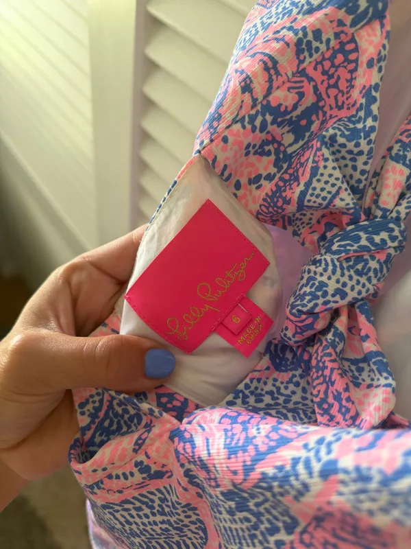 Lilly Pulitzer Mini Dress Shift Blue Pink - Image 5