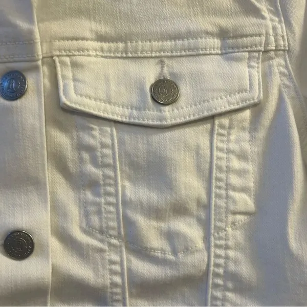 Lands' End Women's White Denim Jacket XL Long Sleeve‎ Casual - Image 11