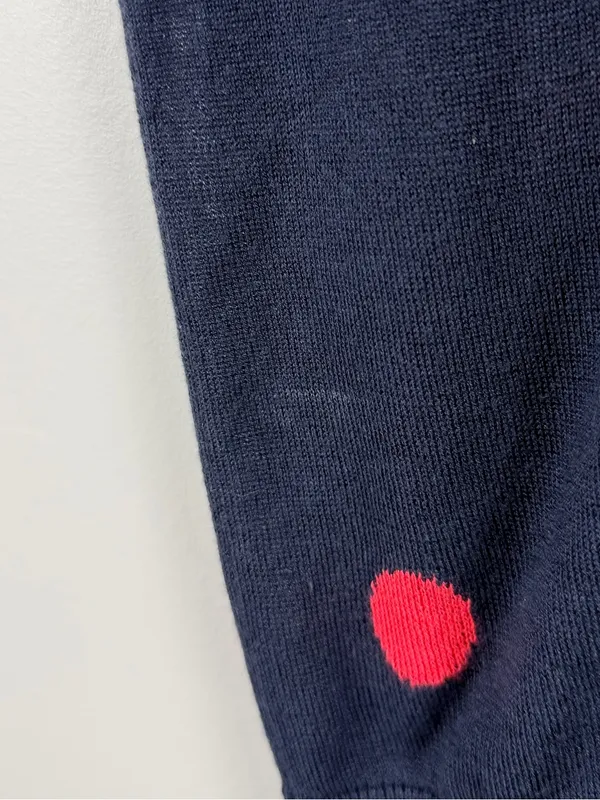 J. CREW Sweater DOT Silk Tencel Polka Crewneck Navy Poppy Fitted medium - Image 3