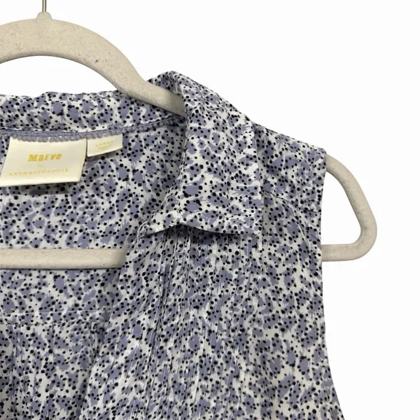 Maeve Anthropologie Womens Sz L Blue Floral Polka Dot V Neck Sleeveless Blouse - Image 4