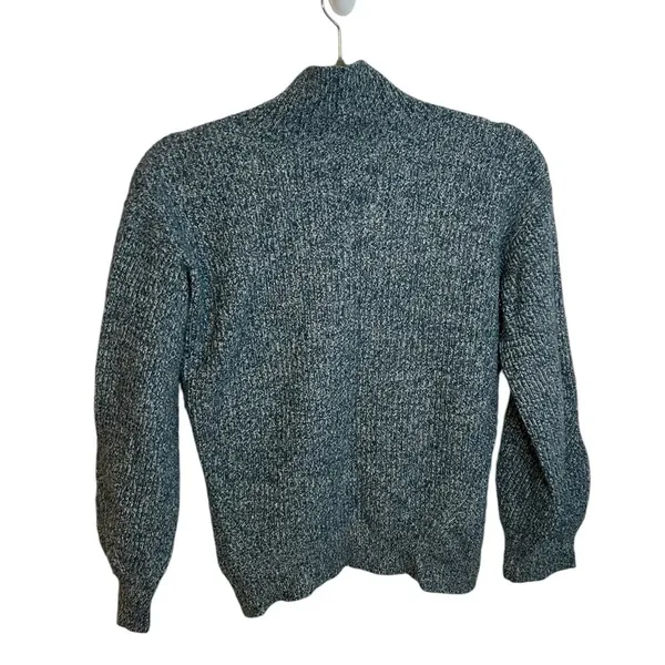 Club Monaco Blue and White Wool Blend Marled Mock Neck Sweater - Image 2