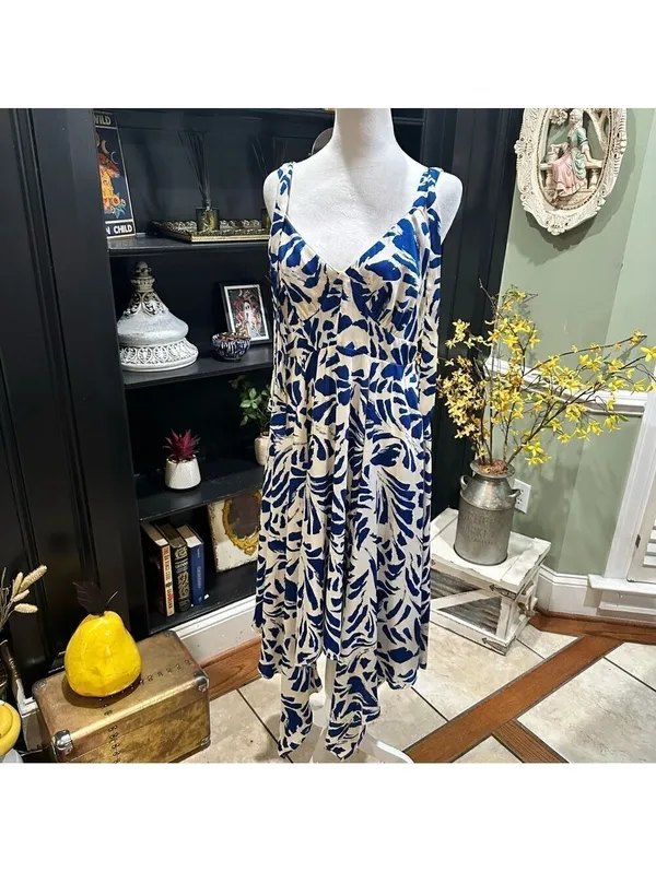 Alexis for Target Asymmetrical Botanical Blue Dress – Size M - Image 3
