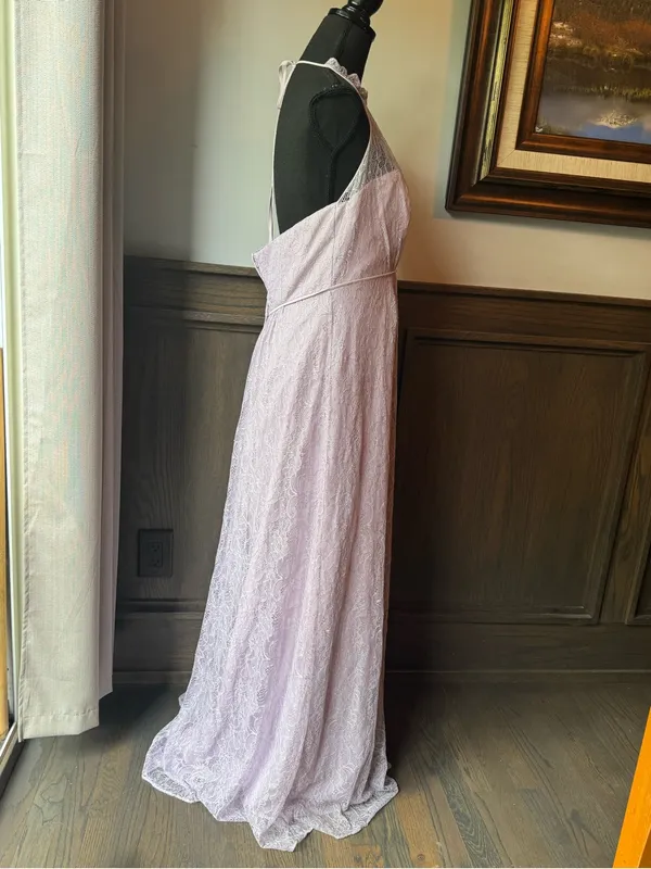 David's Bridal Lilac Lace Halter Gown 12 EUC - Image 6