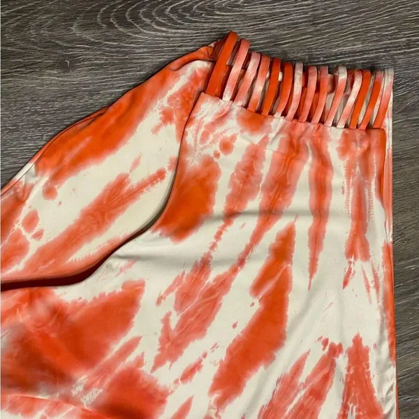 Lucky Brand Orange White 'Fireworks' Tie Dye High Waist Bikini Size L - Image 3