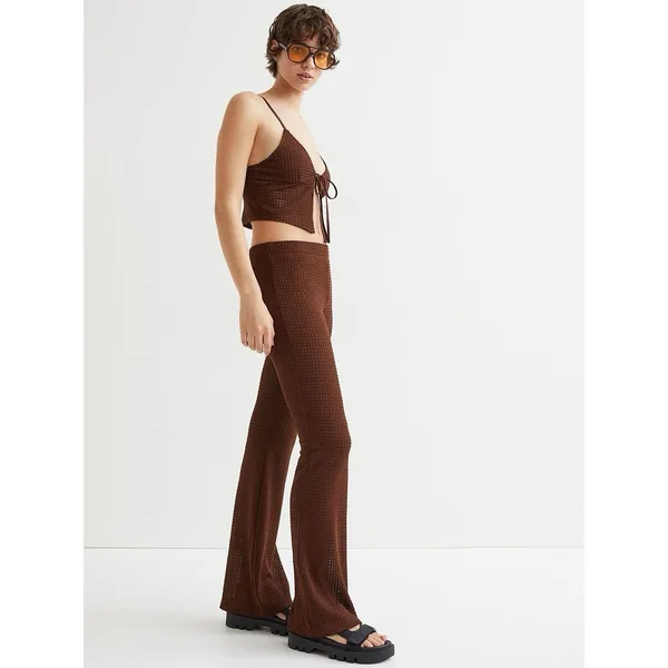 H&M Brown Pattern Knit Beach Swim Cover Up Set Size Small - Image 2