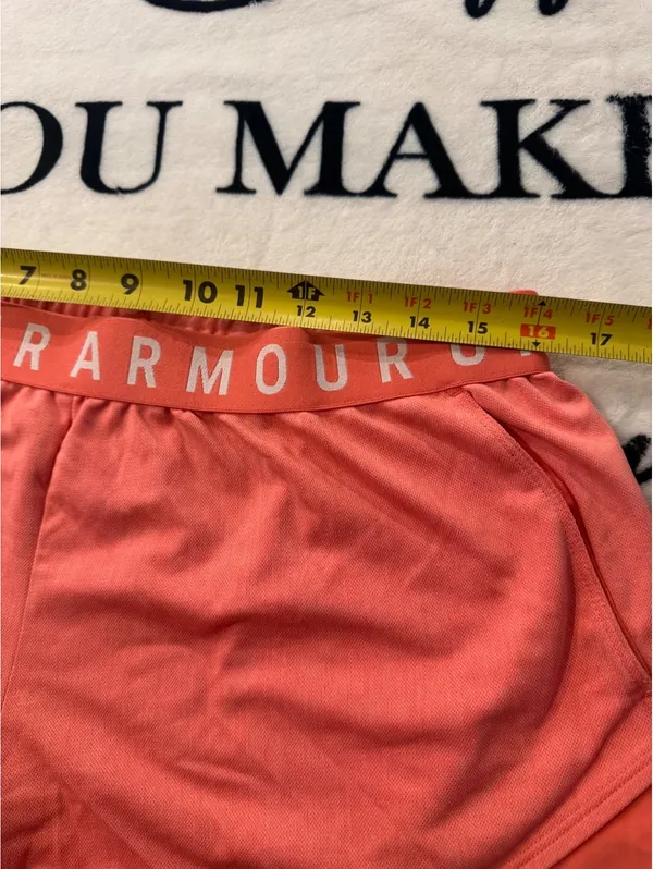 Under Armour Running Shorts Athletic Gym Workout in a coral orange tone Size L - Image 6