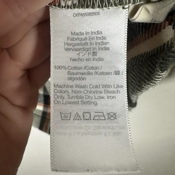 Madewell Flannel Bromley Plaid Shirt Womens Size XS‎ Green Cream Cotton Buttons - Image 8