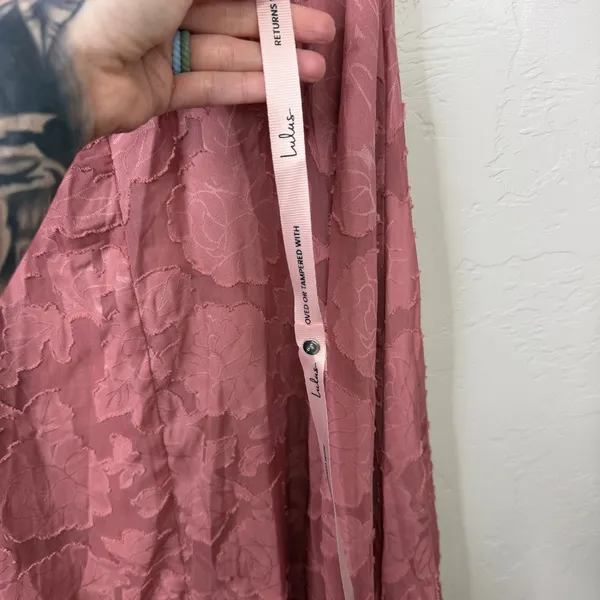 NEW Lulus Garden of Romance Rusty Rose Burnout Floral Strapless Maxi Dress Small - Image 9