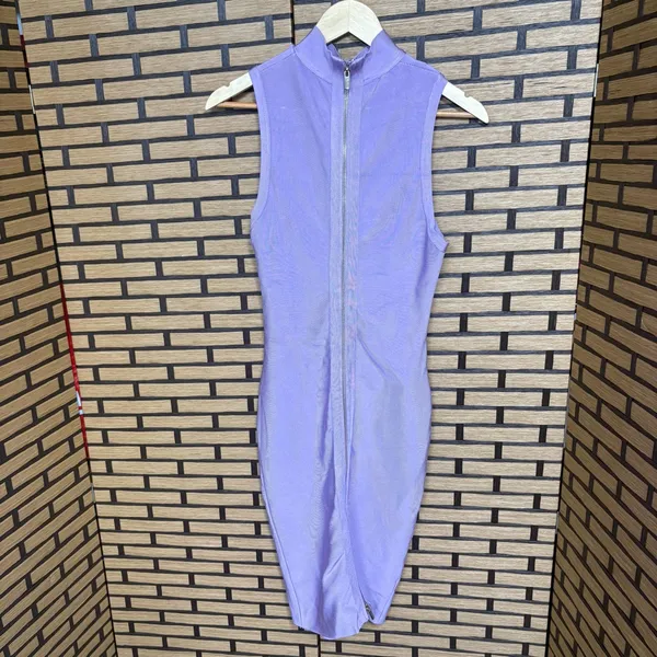 House‎ Of London Harun Lilac Lace Up Bandage Dress Size Medium - Image 3