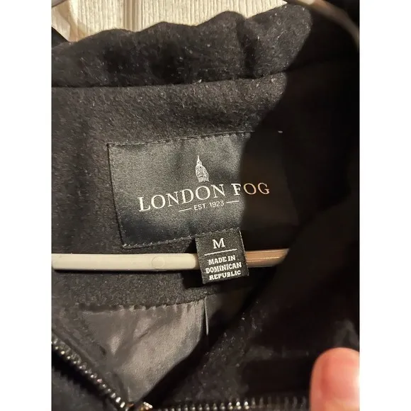 London Fog Women’s Wool‎ Full Zip Hooded Black Jacket Size Medium - Image 5