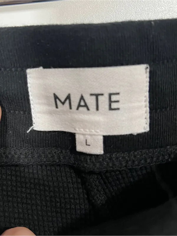 Mate the Label Organic Cotton Waffle Wide Leg Pants in Jet Black Size Large - Image 2