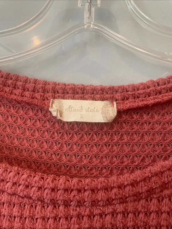 Altar'd State Waffle Knit Crew top - Rosey coral color - Image 2