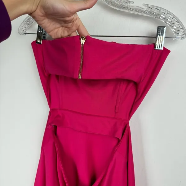 Revolve NBD X NAVEN Bright Barbie Pink Boned Bodice V Cut Mini Dress Sz Medium - Image 11