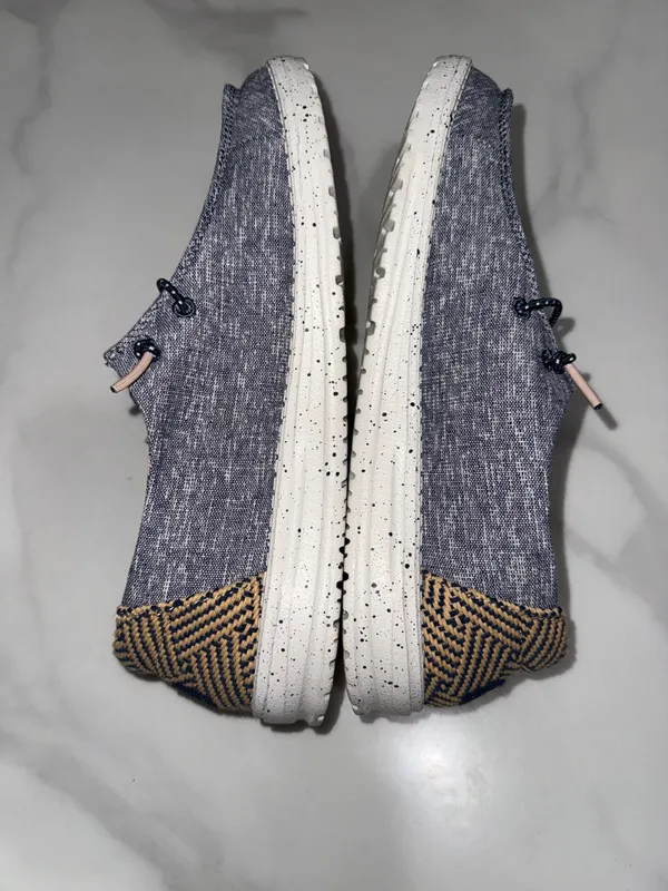 Hey Dude Kids Slip-On Moccasins in Heather Navy with Peach Lining - Image 6