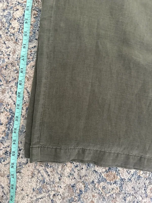 Cynthia Rowley Wide Leg Pants Size XL Green Linen Casual Pocket - Image 5
