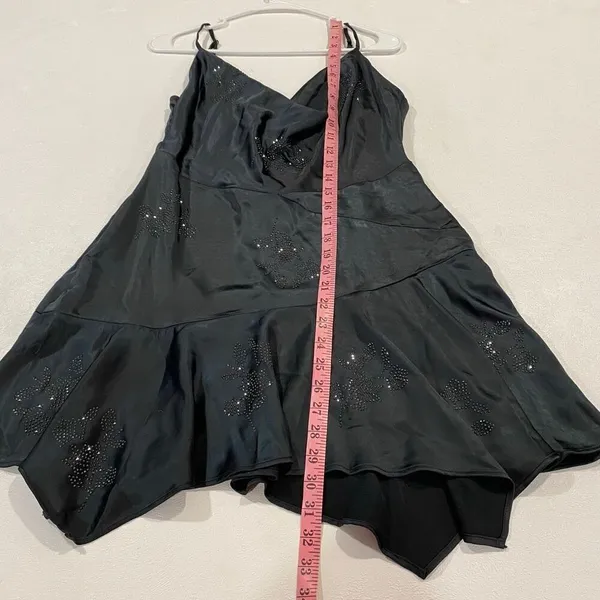 Oh Polly Black Rhinestone Mini Dress NWT Spaghetti Strap US 8 - Image 5