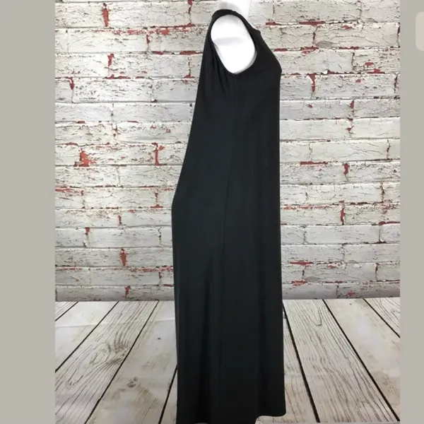 Eileen Fisher Dress Size Small 100% Silk Black Maxi Sleeveless Casual Career - Image 3