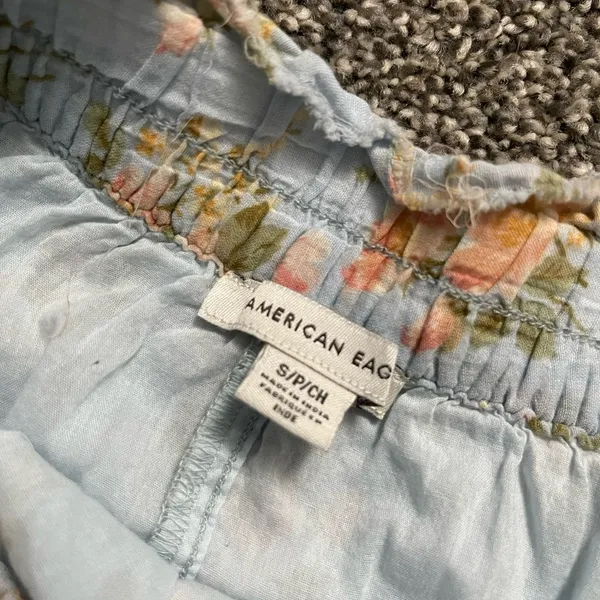American Eagle blue, peach and green floral mini skirt S - Image 2