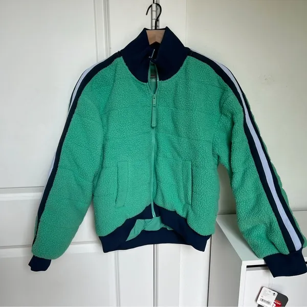 Free People FP Movement Fleece Sherpa Scrunchy Pippa Jacket - Green & Navy - XS - Image 3