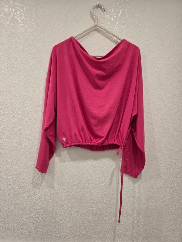 Athleta Off The Shoulder Long Sleeve Top Pink S - Image 2