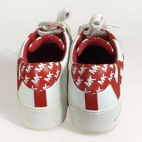 Michael Kors Womens Poppy Graphics Logo Sneaker Shoes Red/White Size 6.5 Leather - Image 5