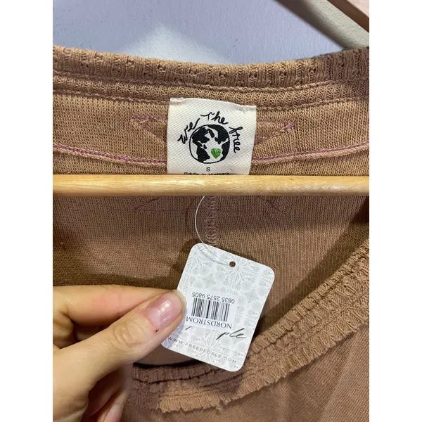 Free People We The Free Colby Top Womens‎ Small Brown Raw Edge Boho Slouchy - Image 4