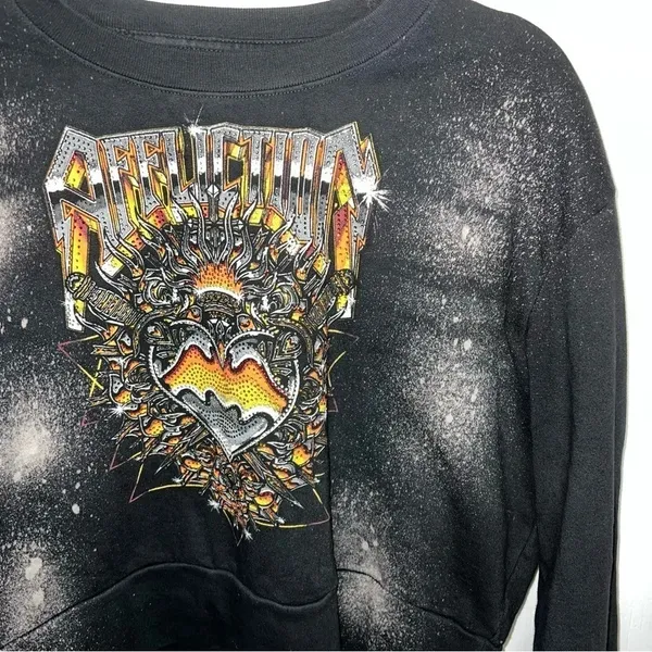 Affliction Chromium Heart Cropped Pullover Sweatshirt with Open Back Size M - Image 2