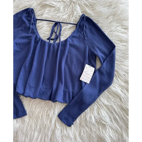 Free People We The Free Bondi Thermal Long Sleeve Top True Blue Size XS - Image 4