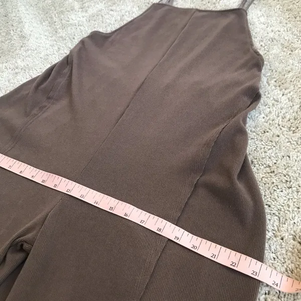 1970’s Inspired Boho Wide Flare Leg Overalls Jumpsuit Romper Brown Size Small - Image 10