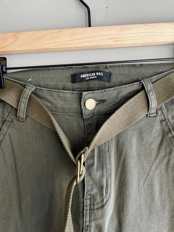 American Bazi Women’s Olive Cargo Pants with Belt - Image 5