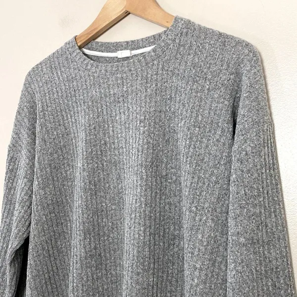 Aritzia Wilfred Free Ribbed Sweater Crewneck Gray Lightweight Size L - Image 2