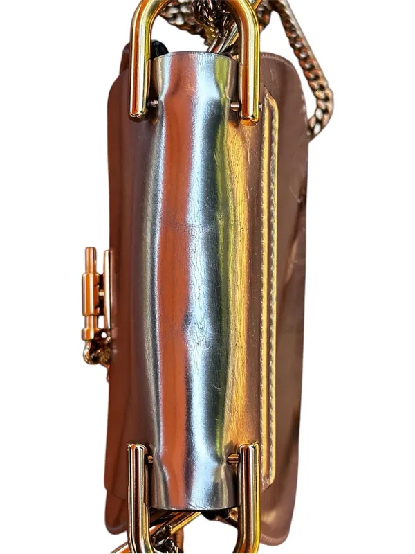 Chloé Drew Micro Metallic Silver Leather Crossbody Bag Gold Hardware Italy - Image 7