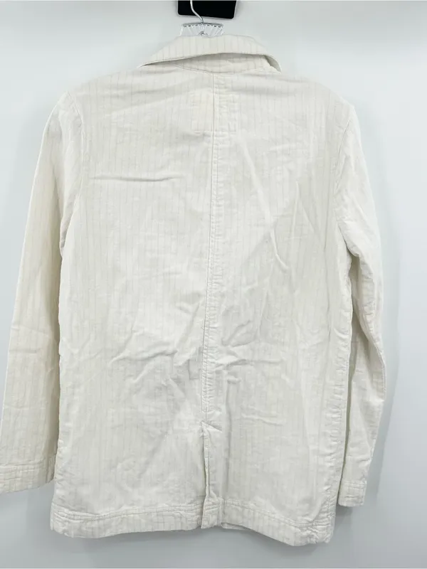 Marine Layer Women's Huntington Double Cloth Blazer Ivory Pinkstriped Size Small - Image 4