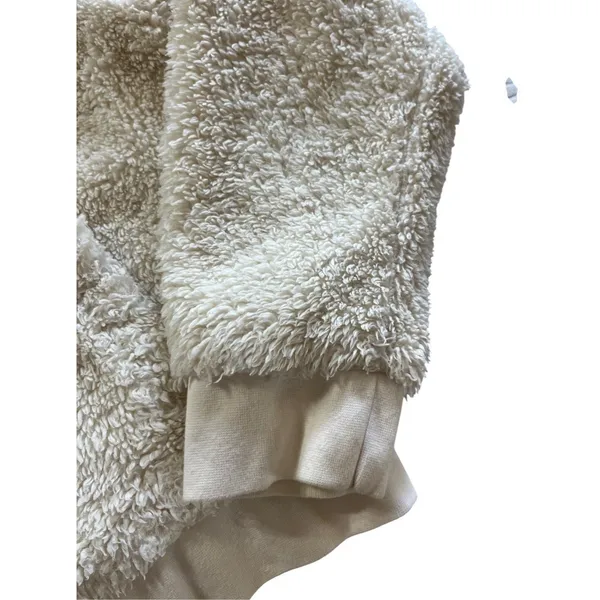 J.Crew Mercantile Fuzzy Sherpa Bomber Jacket Ivory Size Large Casual Cozy - Image 5