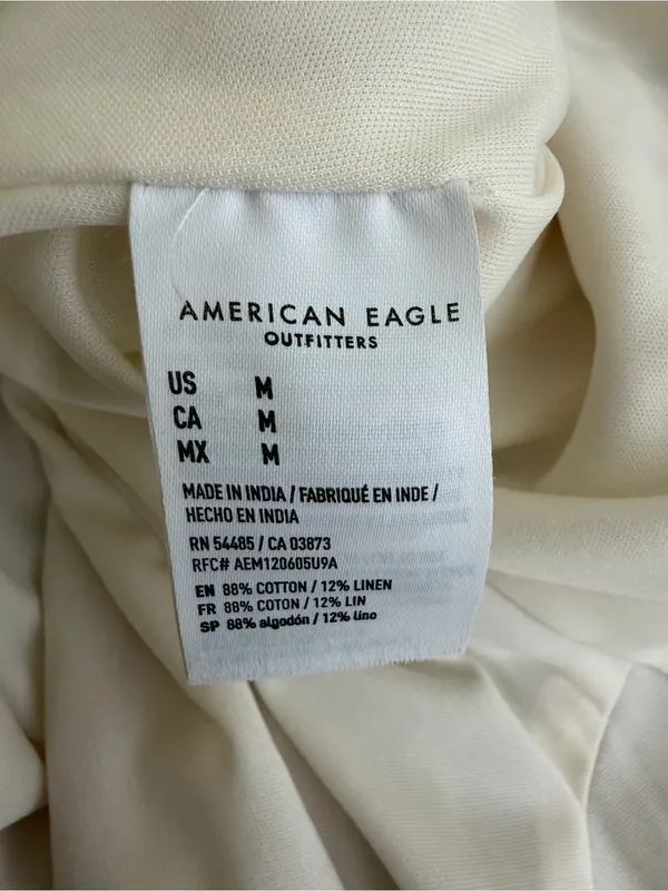 American Eagle Women’s Sz M Striped Cotton Linen Wide Leg Jumpsuit Boho Coastal - Image 10