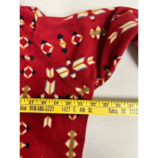 EDDIE BAUER Fleece Pullover Womens XL Red Aztec Geometric Quarter Zip Mock Neck - Image 7