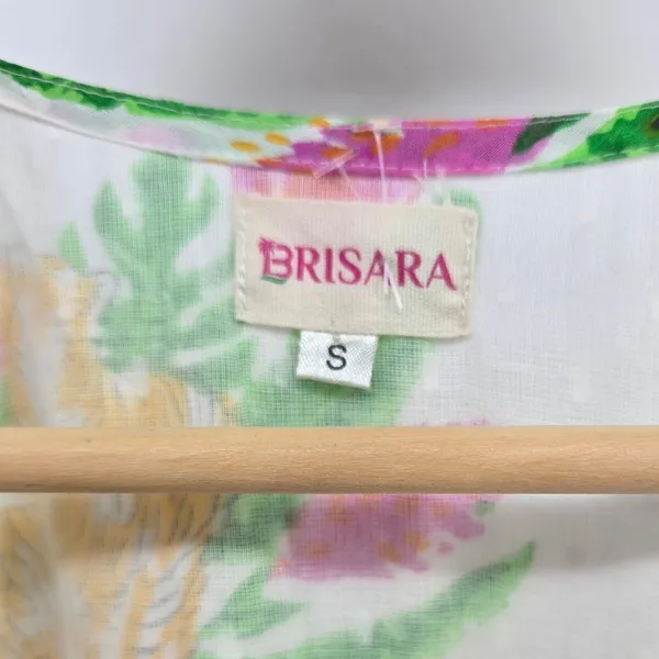 Brisara Elara Dress Womens S Tiger Floral Block Print White Maxi NEW - Image 4