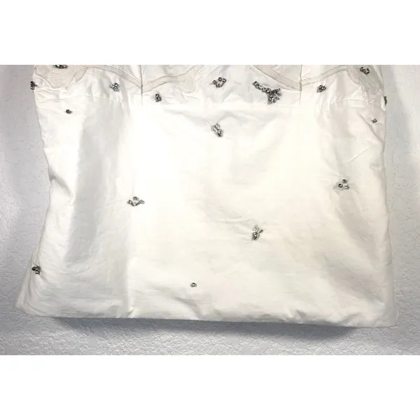 ZARA White Embellished Cami Top XL Rhinestone Beaded Floral Tank NWOT Capsule - Image 6