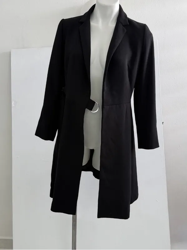 NEW Jo-Jo-Z Black Trench Blazer Dress Belted Longline Jacket SMALL - Image 5
