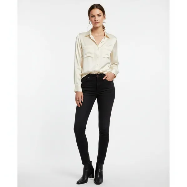Emanuel Ungaro 100% Silk Ivory Long Sleeve Button Up Blouse Top 8 - Image 5