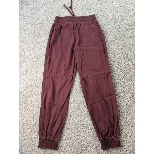 A New Day Womens High-Rise Jogger Pants Burgundy Maroon Smocked Waist Small - Image 2