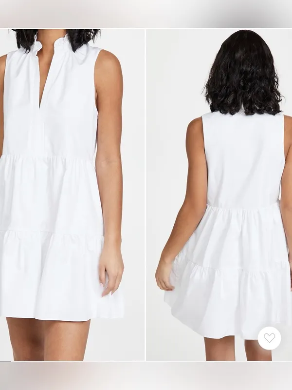 Amanda Uprichard White Sleeveless Tiered Poplin Saffron Dress Medium - Image 2