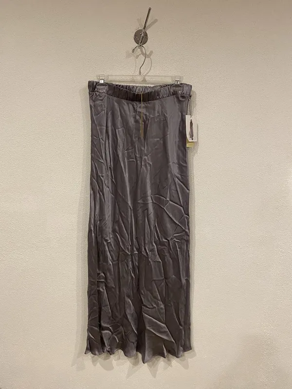 Nation Maribel Skirt Womens Medium Gray Smoke Satin Bias Maxi Slit Pull On Casul - Image 2
